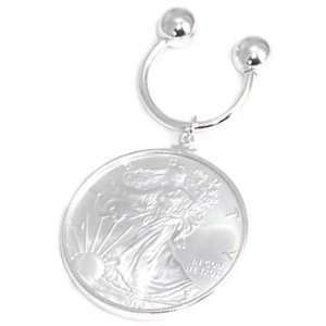   Walking Liberty Eagle Dollar Coin Bezel Horseshoe Keychain Jewelry