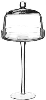 This clear glass cloche has a stemmed pedestal base and is great for 