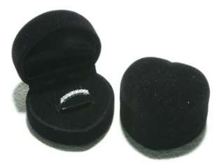12x Black Velvet Heart Shaped Ring Boxes Box Wholesale  