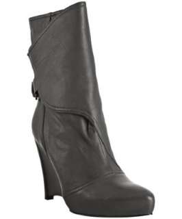 Mea Shadow grey leather Demetra wrap wedge boots   