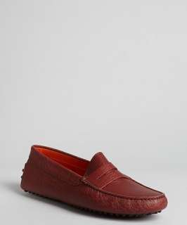 Tods merlot grained leather driving loafers