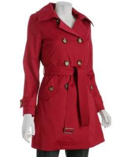 MICHAEL Michael Kors red cotton poly hooded trenchcoat   up to 