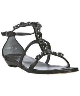 Stuart Weitzman black leather Lopez chain detail sandals   