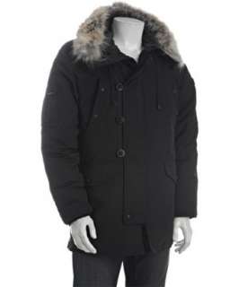 Tech Tumi black coyote fur trimmed Microtech down filled parka 