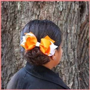  Tootie Fruity Tangerine and White Hair Bow Beauty