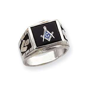  14k White Gold Mens Masonic Ring Jewelry