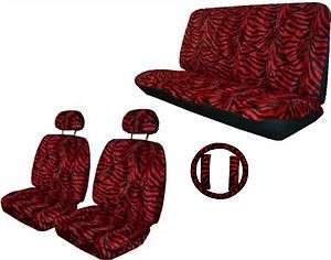 Fun New Car Truck Seat Covers Red Black Zebra Print  