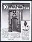 1937 Philco Automatic Tuning Dial Radio Vintage Print Ad