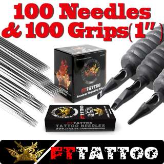 100 U pick Disposable Tattoo 1 Grips Tubes & Needles  