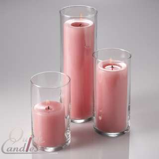 Cylinder Vases & 3 Pillar Candles Wedding Centerpiece  