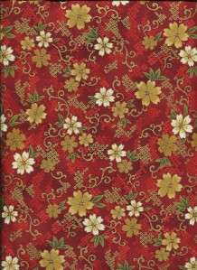 IMPERIAL ASIAN SM FLORAL RED GOLD~ Cotton Quilt Fabric  