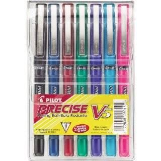 Pilot Precise V5 Stick Rolling Ball Pen, Micro Point, 7 Assorted 