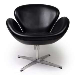  Swan Chair, Black Aniline Leather