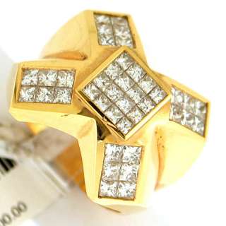75ctw VS1 G Mens Princess Cut Diamond Ring 18K Gold  
