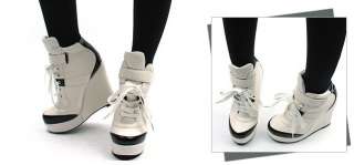 Womens Runway Multi Velcro Race Up Trainer Sneakers Platform Wedge 