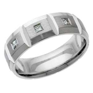   Ring Design, Burnish Set with 3 Princess Cut .07ct Diamonds. Thickness