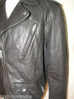 New Polo Ralph Lauren Rugby Black Leather Motorcycle Jacket X Large 