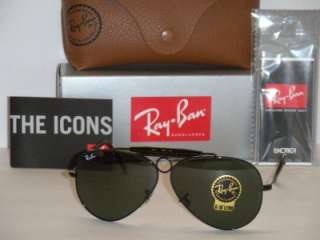 RAY BAN SHOOTER RB3138 002 58MM BLACK FRAME WITH GREEN G 15XLT LENSES 