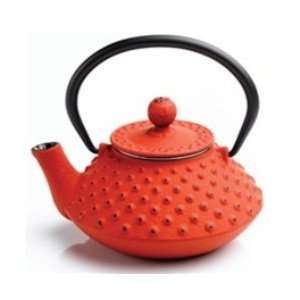   6TP4 Cast Iron 0.3L Red & Orange Tea Pot (1 Case)