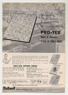 1959 Ballonoff Pro Tex Metal Asbestos Stove Mats Ad  