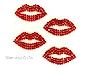   supersize image 4 x 34mm red diamante lips self adhesive each design