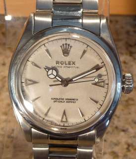 ROLEX OYSTER PERPETUAL MENS BUBBLEBACK STAINLESS STEEL 1953 WATCH 