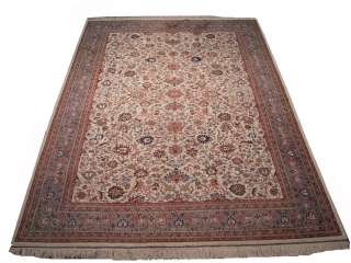 RRA 12x18 Indo Tabriz All Over Field Ivory Rug 33940  