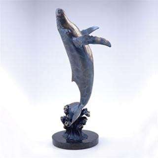 SPI Brass & Marble Large Humpback Whale Art Sculpture  