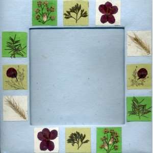   Leaves and Grass Collage Blue Photo Frame   Gift Idea 