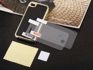   Golden Chrome Cover Case For iPhone 4G 4S w/ Screen Guard Film  