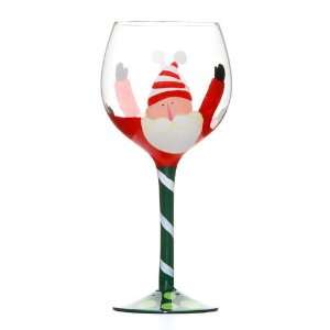   Hand Painted Santa Wine Glass 