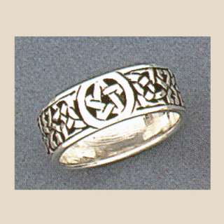 Sterling Silver Celtic Pentagram Ring Band Sizes 8 10  