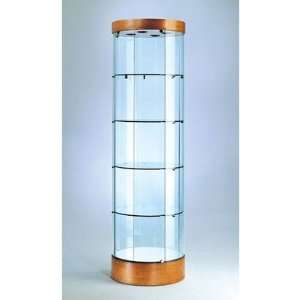  Round Glass Tower Display Case Finish Gold / Gold Frame 