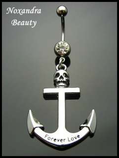   Skull Anchor 316L Steel Navel Belly Ring Body Piercing Jewelry  