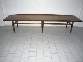 MID CENTURY 70 BENCH COFFEE COCKTAIL LOW TABLE~CURVED SIDES~WALNUT 