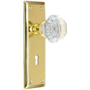   Waldorf Crystal Door Knobs. Privacy Function in Polished Brass Finish