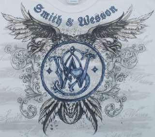 Smith & Wesson Logo T Shirt 2 Headed Eagle White New  