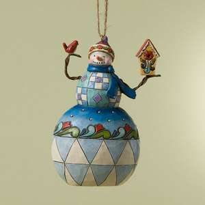 Jim Shore Snowman w/Cardinal Bird & Birdhouse Christmas Ornament 