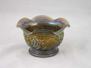 IMPERIAL CARNIVAL GLASS Grape Ruffled Bowl Smoke  