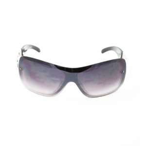  Men Rimless Wrap Sunglasses Detailed Black Metal Design with Purple 