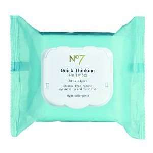  Boots No7 Quick Thinking 4 in 1 Wipes 30 ea (Qunatity of 4 