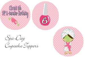 24 Girls Spa Day Party Cupcake Toppers~Diva~Makeovers  