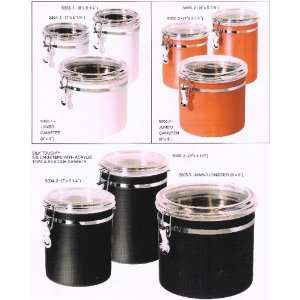   canister set with acrylic tops and silicone gaskets, red , black, or