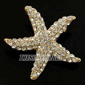 18KGP Starfish Pin Brooch use Swarovski Crystal 12184  