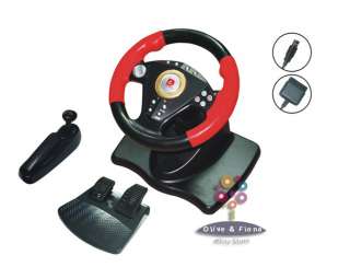 NEW Gaming Steering Wheel + Foot Pedal+ Gearbox PC/PS2  