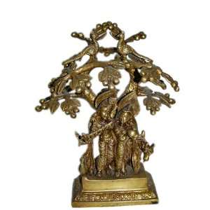  Lord Krishna Brass Figurine Hindu Religious Fluting 