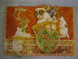 Pucnh Studio Victorian Style Christmas Puppies Dogs Christmas 12 Cards 