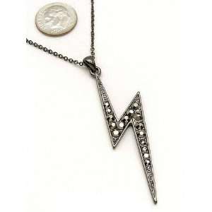  Rockabilly Lighting Bolt with Crystal Studs Necklace 