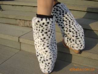 ONE PAIR Leopard Print Fur Leg Warmer Boot Cover Shoe Covers Fast Free 