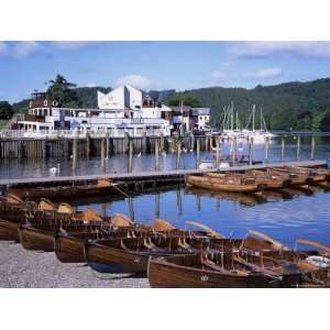 Rowing Boats and Pier, Bowness On Windermere, Lake District, Cumbria 